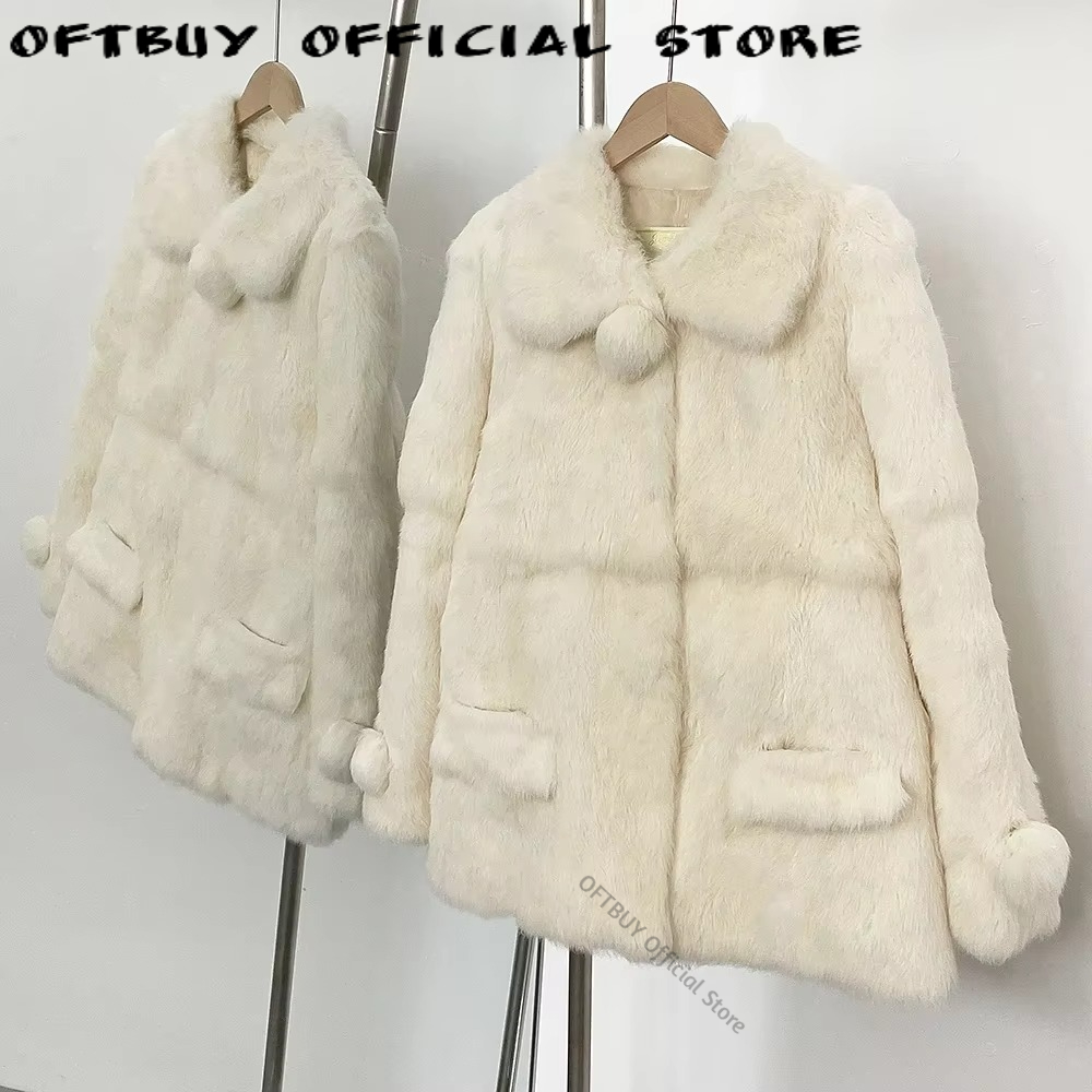 Winter Clothing Store - リアルファーのコート、本物の毛皮を使用したジャケット、レディース、新作、冬物、天然ラビットファーのジャケット、ファッション、暖かいファーのコート、丸い毛皮の女性用衣料、レディース