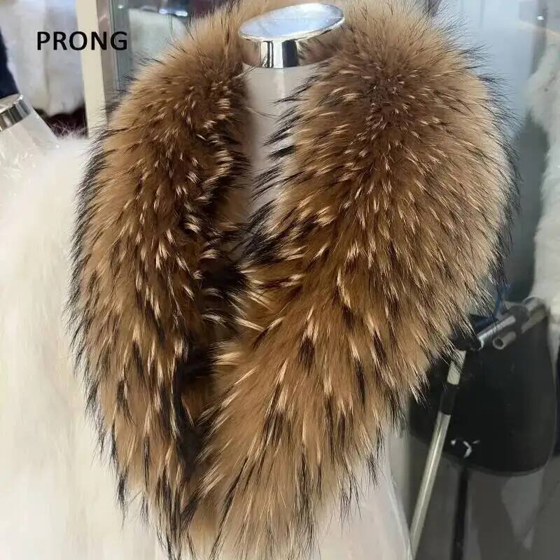 Winter Clothing Uae - 天然アライグマの毛皮の襟,女性用,本物の毛皮のスカーフ,豪華なネックウォーマー,毛皮のショール,ラップスカーフ,男性用コート,ジャケット,毛皮の襟,冬