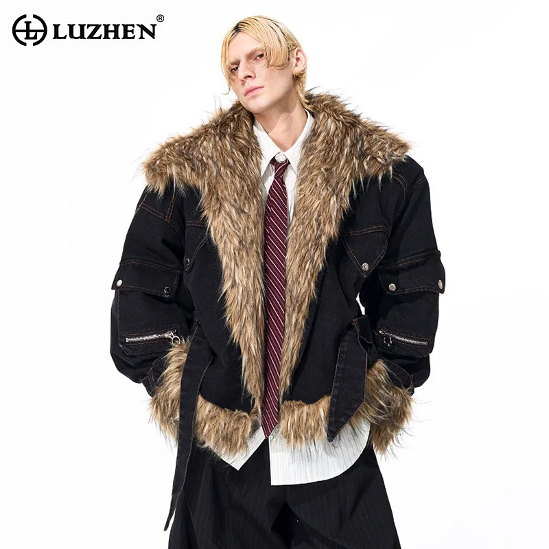 Winter Clothing Uae - LUZHEN ファッション 個性的なフェイクファー スプライシングデザイン 厚手 暖かい