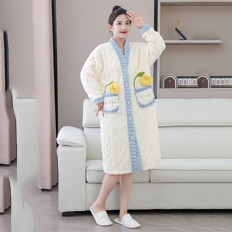 Winter Clothing Affordable - ナイトガウン冬の婦人服厚みのあるパッド入りホームゆったり居心地の良いシンプルな手頃な価格のソフトエレガントな高品質カジュアル暖かい甘い