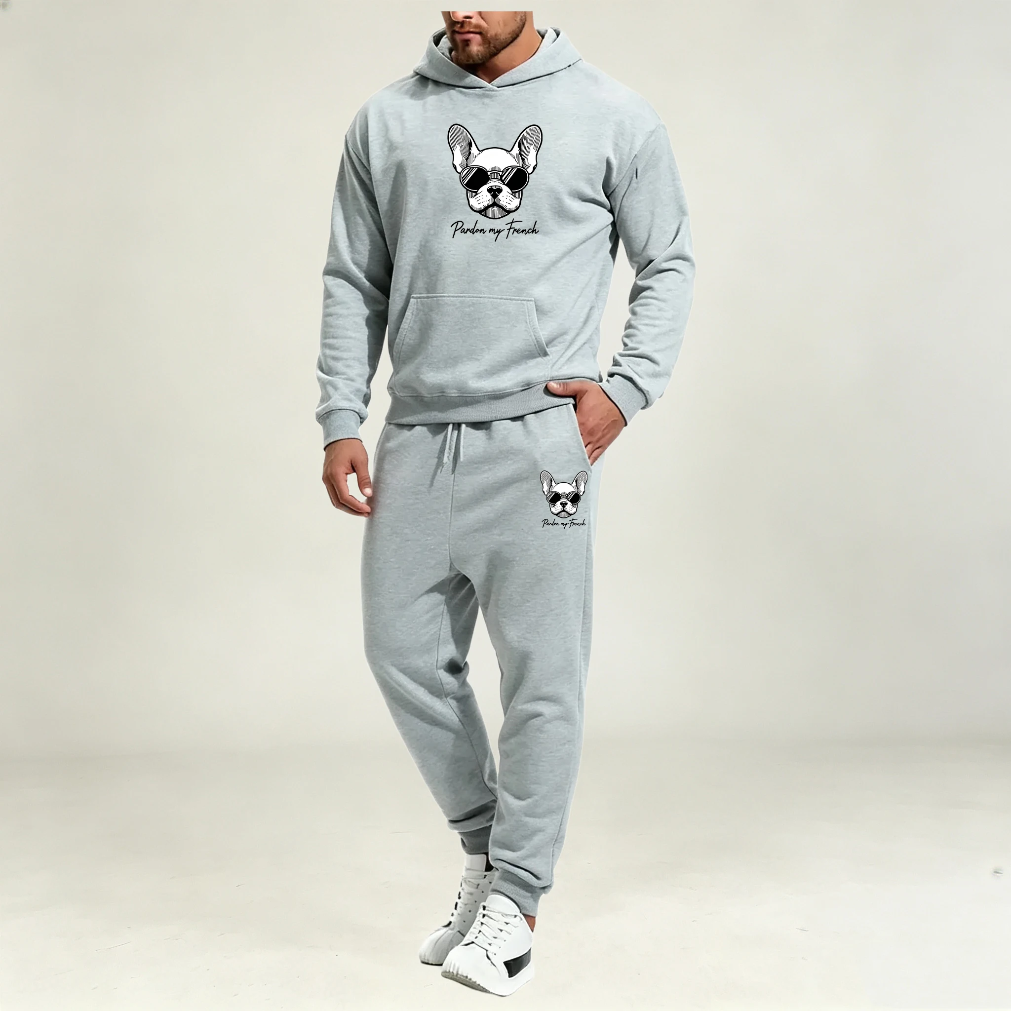 Warm Winter Clothing - メンズ服セット 2点セット 秋冬 スポーツカジュアル ファッション 暖かいプルオーバーフーディ