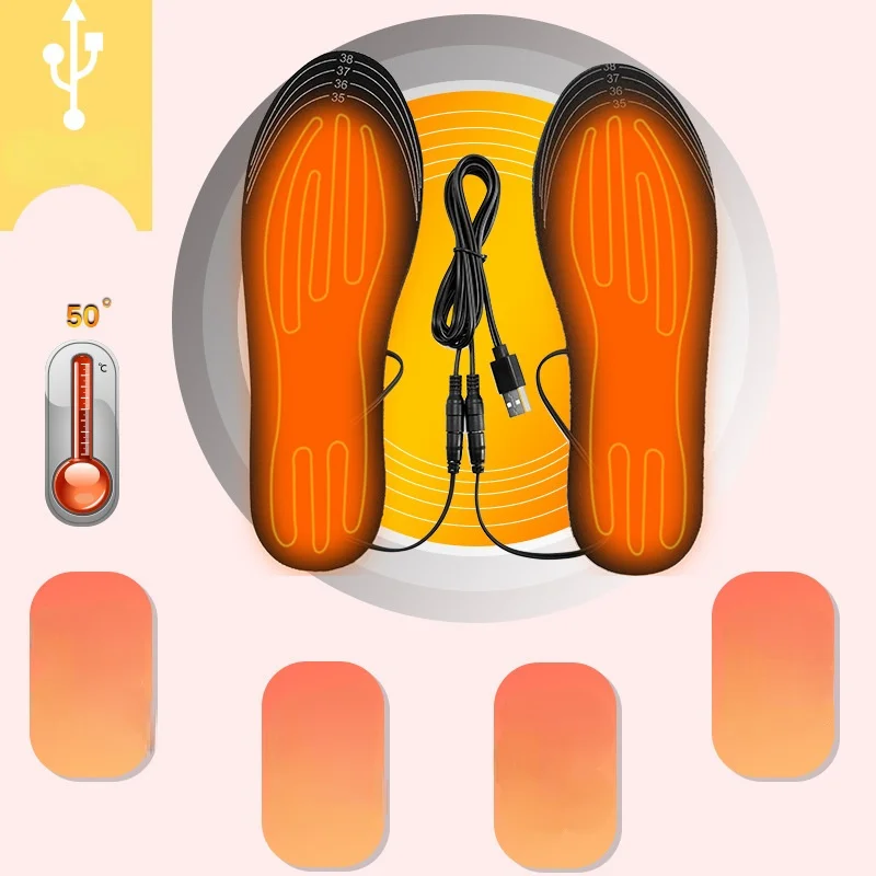 Heated Insole Rechargeable - USB充電式加熱インソール サイズ35-46 DIYカスタマイズ可能 電熱シューズパッド アウトドアスキー 冬用フットウォーマー