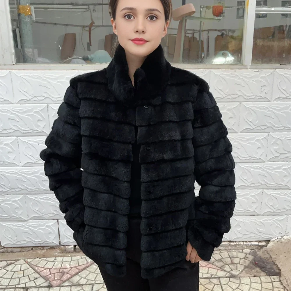 Winter Clothing Store - OFTBUY ラビットリアルファーコート 暖かい本革ファー 無地 ファッション衣料 アウターウェア