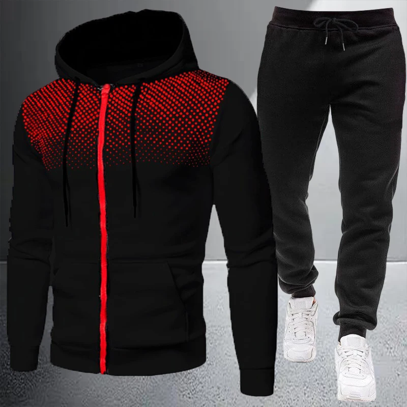 Winter Clothing Matching - 秋冬ハイエンドメンズジャケットトラックスーツカジュアルジッパーフード付きスウェットシャツコートスポーツジョギングウェアアウトドアストリートウェア