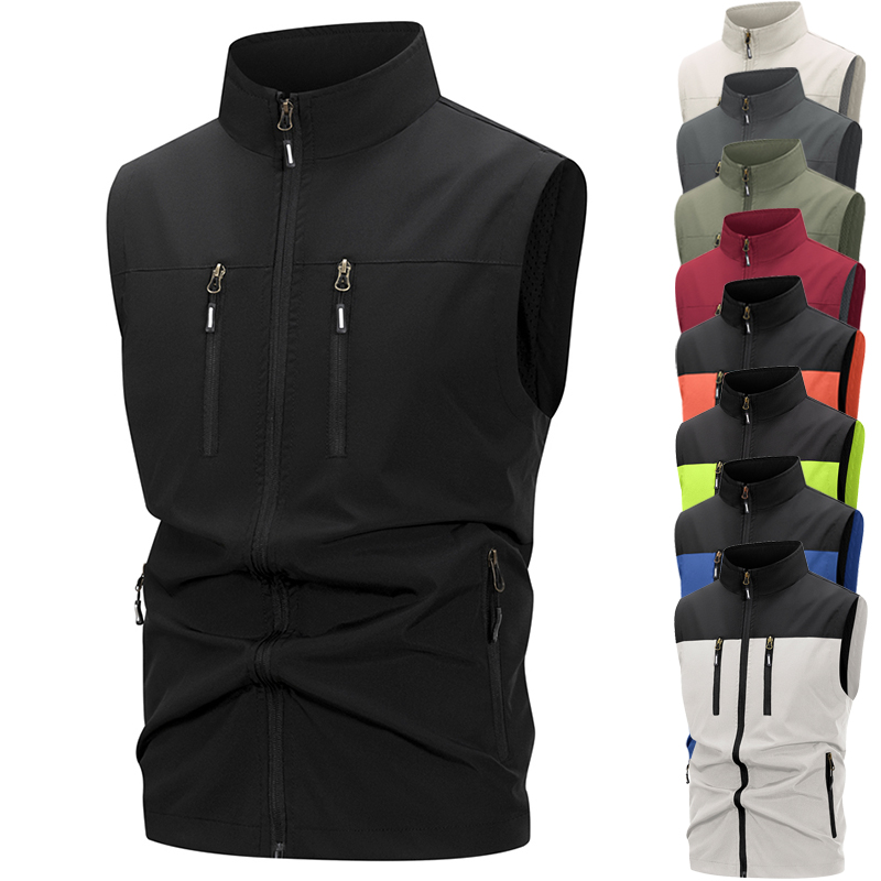 Winter Clothing Uae - メンズ軽量ソフトシェルベスト ジッパーポケット付き 防風 ノースリーブジャケット ハイキング ゴルフ