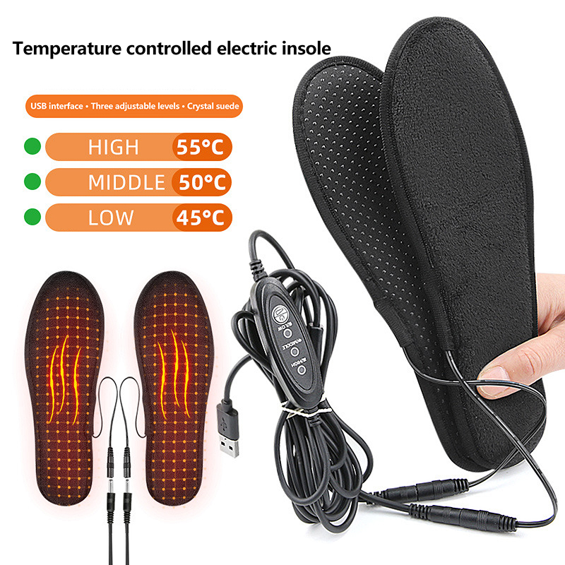 Heated Insole Rechargeable - スキーやハイキング用のUSB加熱靴インソール、電気加熱靴パッド、洗える、充電式フットウォーマー