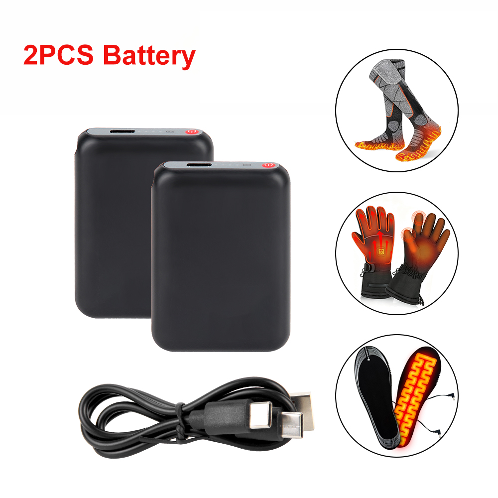 Heated Insole Rechargeable - 5V 6000mAh ヒートソックスバッテリー、暖かい手袋、衣類、靴、靴下、インソール用、Type-C充電、冬の屋外用モバイルパワーバンク