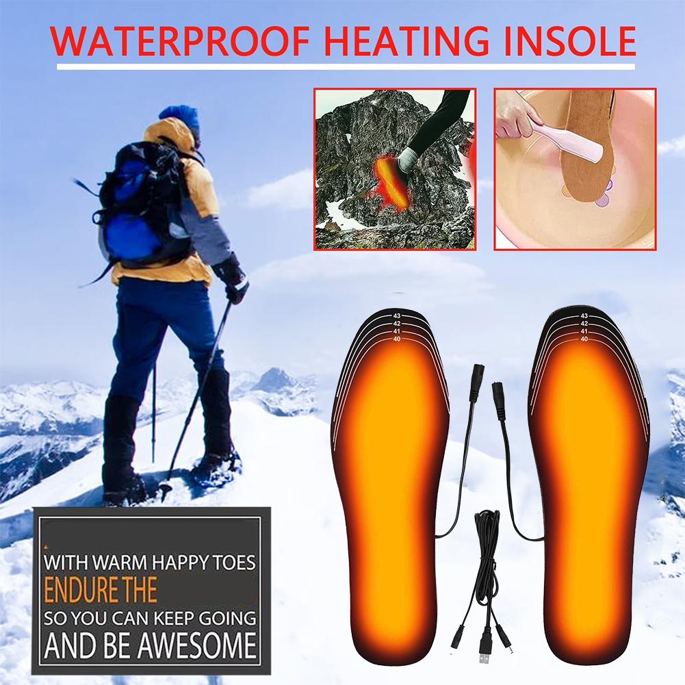 Heated Insole Rechargeable - USB 充電式加熱インソールサイズユニセックス 35-46 DIY カット可能電気加熱靴パッド屋外スキー冬用フットウォーマー