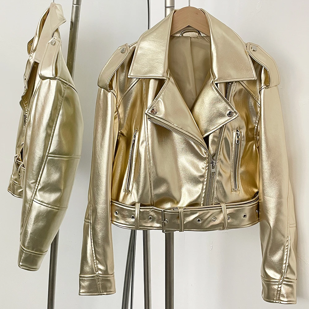 Winter Clothing Store - フェイクレザージャケット女性秋ショートトップ服長袖フェイクレザーコート環境に優しい春 PU ジャケット女性ポケット