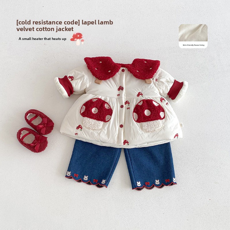 Winter Clothing For Babies - 女の子の西洋風新年服 2025年新作 冬用 1歳児ドレス 誕生日服 ベビーコットン