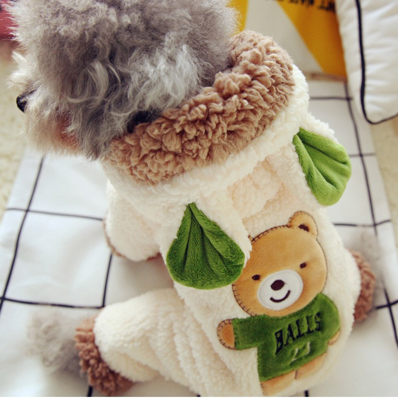 Winter Clothing For Babies - 新しい面白い犬の衣装かわいいクマ恐竜ソフト冬暖かいペットコート全体的な 4 本足の服小さな子犬動物