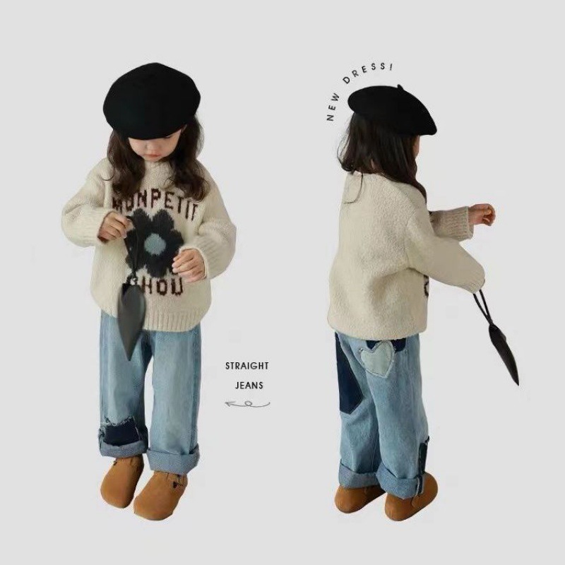 ソフトラウンドネック子供服店女の子のレターフラワープルオーバ - Winter Clothing Store のレビューと価格