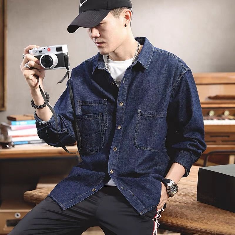 春の若者向けハンサムデニムツール加工長袖シャツメンズインスタ - Winter Clothing Uae のレビューと価格