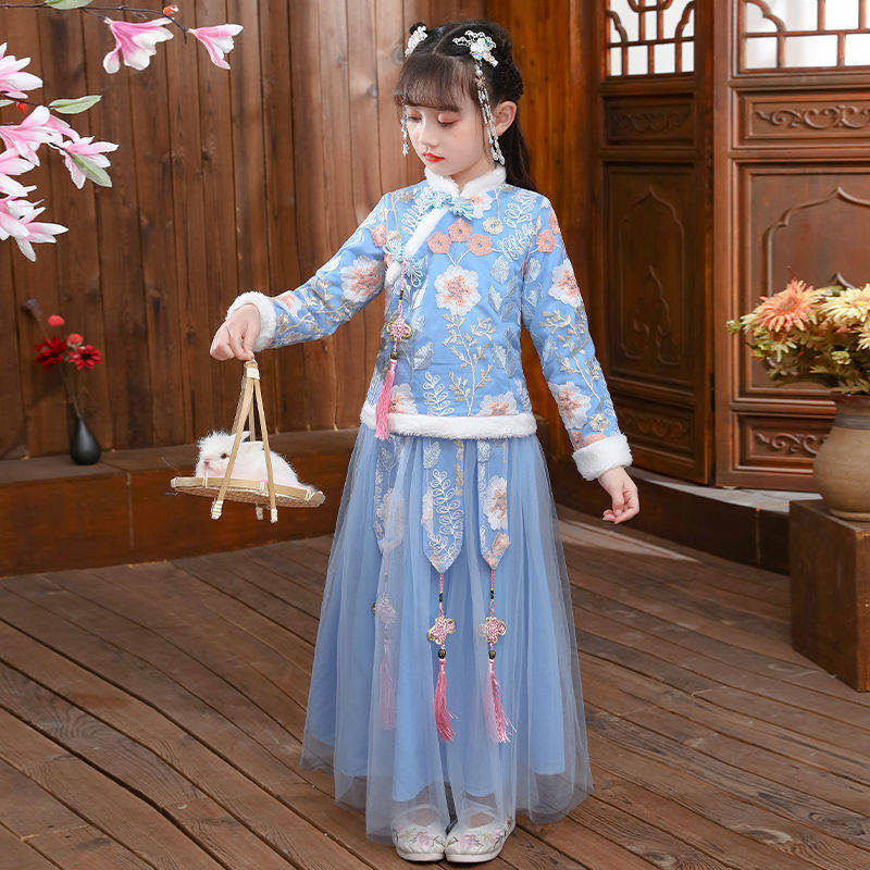 女の子の漢服古代の衣装、子供のステージドレス、ベビータンのス - Winter Clothing For Babies のレビューと価格