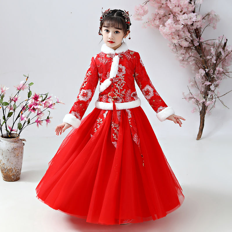 女の子の漢服古代の衣装、子供のステージドレス、ベビータンのス - Winter Clothing For Babies のレビューと価格
