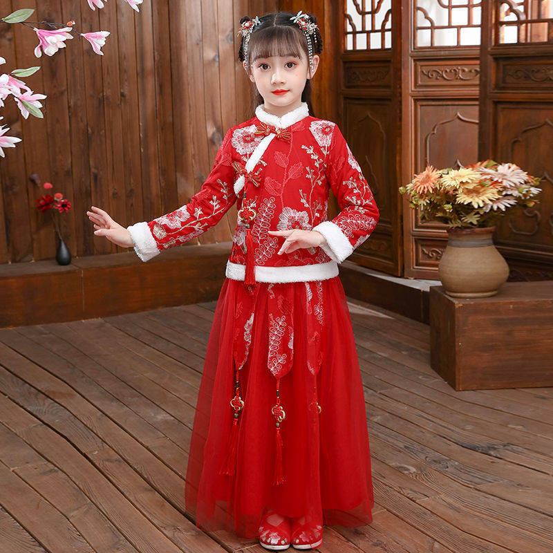 女の子の漢服古代の衣装、子供のステージドレス、ベビータンのス - Winter Clothing For Babies のレビューと価格