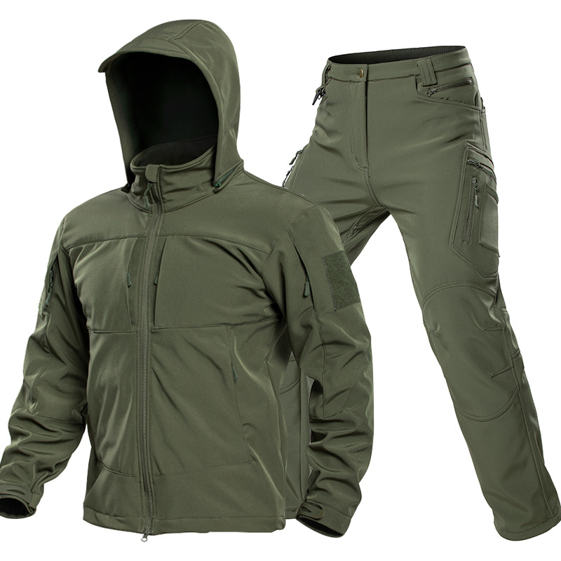 男性用アウトドアタクティカルソフトシェルスーツ フード付きフ - Winter Clothing Uae のレビューと価格