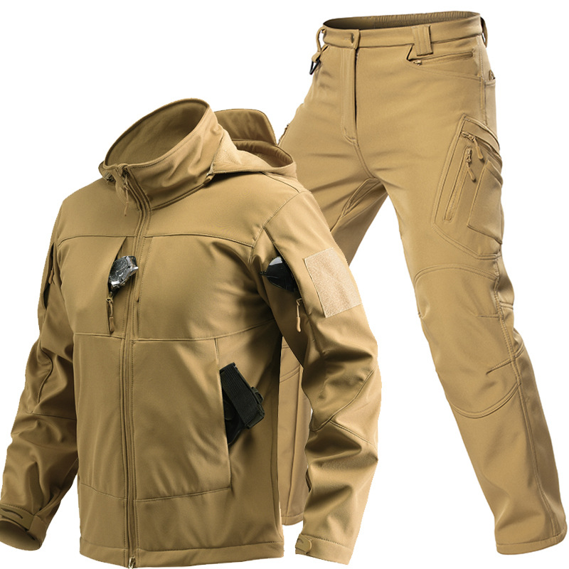 男性用アウトドアタクティカルソフトシェルスーツ フード付きフ - Winter Clothing Uae のレビューと価格