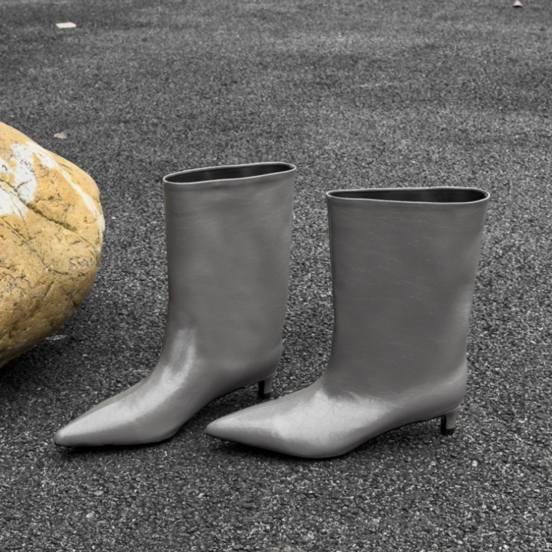 冬のポインテッドトゥレディースニーハイブーツセクシーなローヒ - Winter Clothing Material のレビューと価格