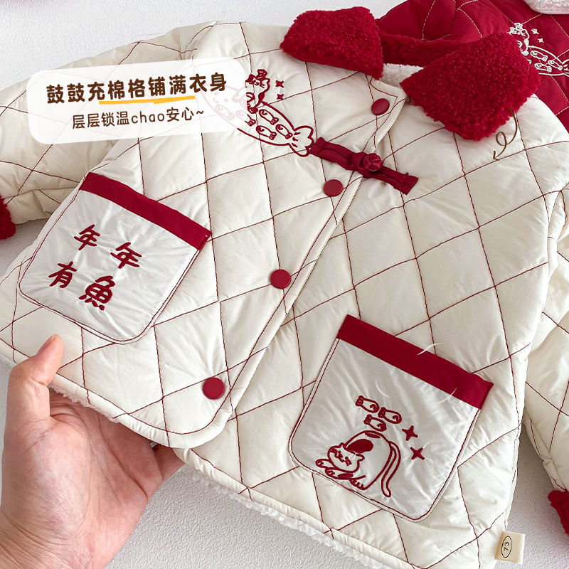 子供用新年服2025年新作冬物男の子刺繍入り漫画風ぬいぐるみ - Winter Clothing For Babies のレビューと価格