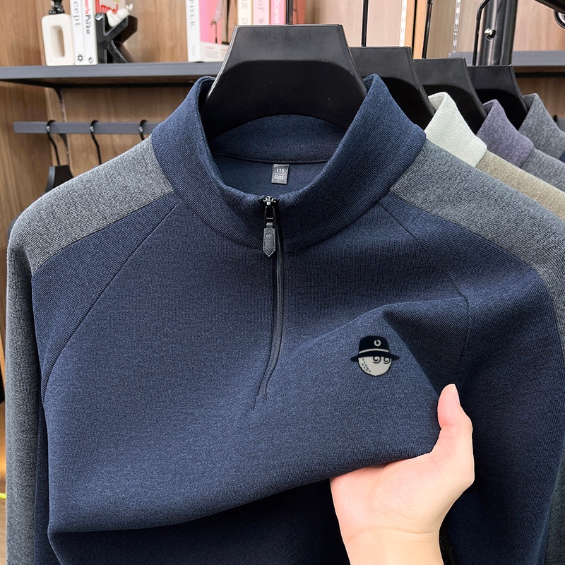 デザイナートレンディな新作ハーフジップ長袖暖かいTシャツ 秋 - Warm Winter Clothing のレビューと価格