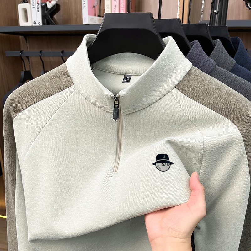 デザイナートレンディな新作ハーフジップ長袖暖かいTシャツ 秋 - Warm Winter Clothing のレビューと価格