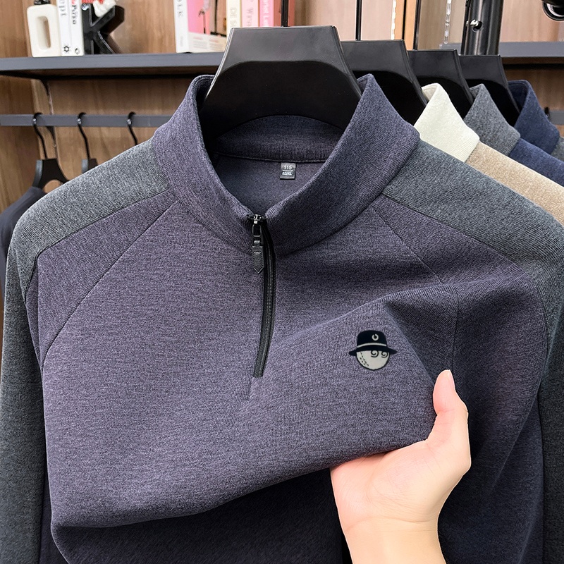 デザイナートレンディな新作ハーフジップ長袖暖かいTシャツ 秋 - Warm Winter Clothing のレビューと価格