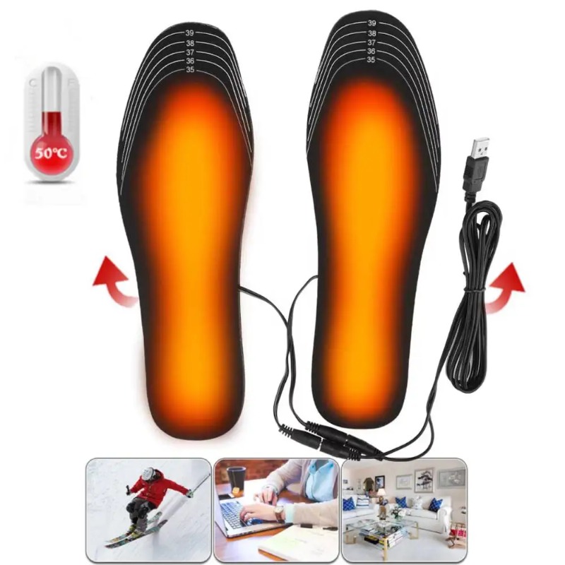 USB接続で使える、洗濯可能な、サイズ調整可能な、靴用インソ - Heated Insole Rechargeable のレビューと価格