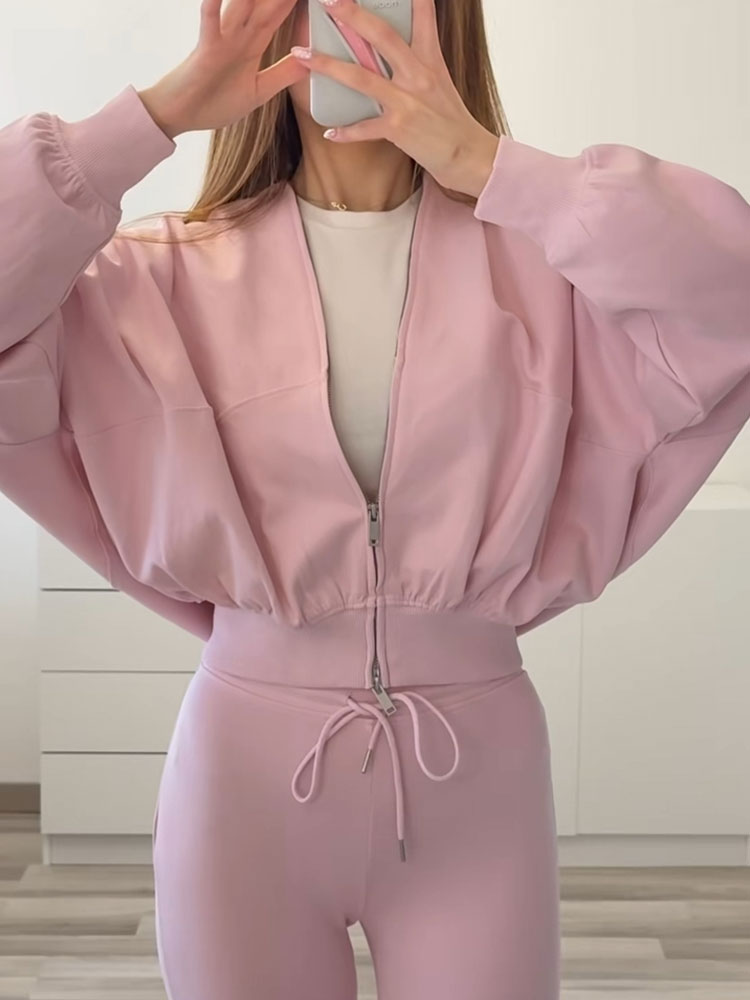 HH 女性エレガントな固体フレアパンツセット長袖ボンバージャ - Winter Clothing Uae のレビューと価格