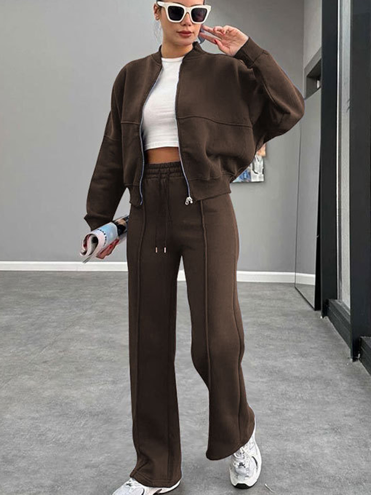 FSMG カジュアルスウェットシャツパンツセットソリッドジッ - Winter Clothing Uae のレビューと価格