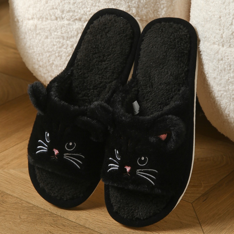 かわいい猫のぬいぐるみ風ビーチサンダル、男女兼用、暖かいふわ - Winter Clothing Material のレビューと価格