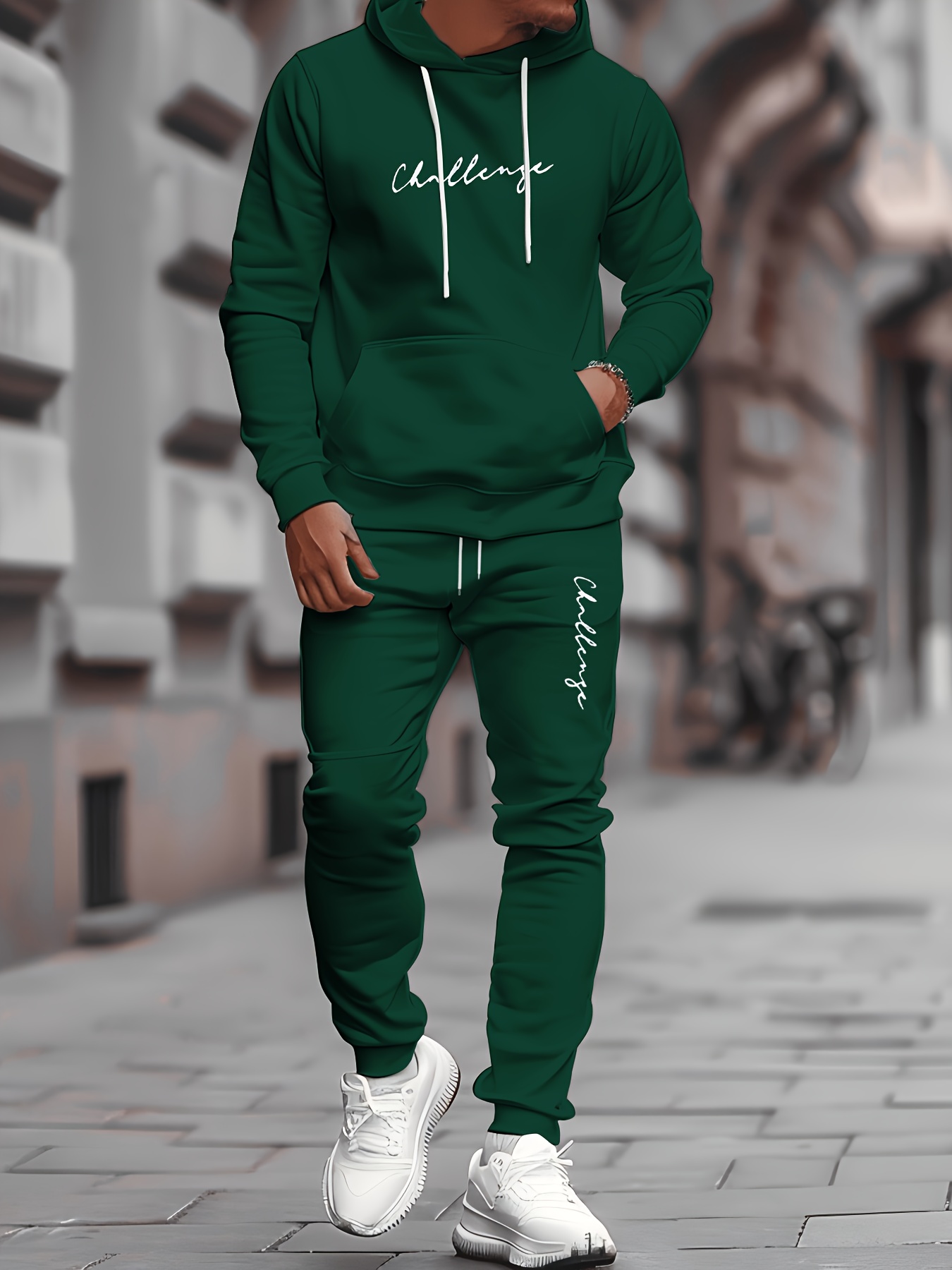 メンズフード付きスウェットシャツ+ジョギングパンツセット - - Winter Clothing Affordable のレビューと価格