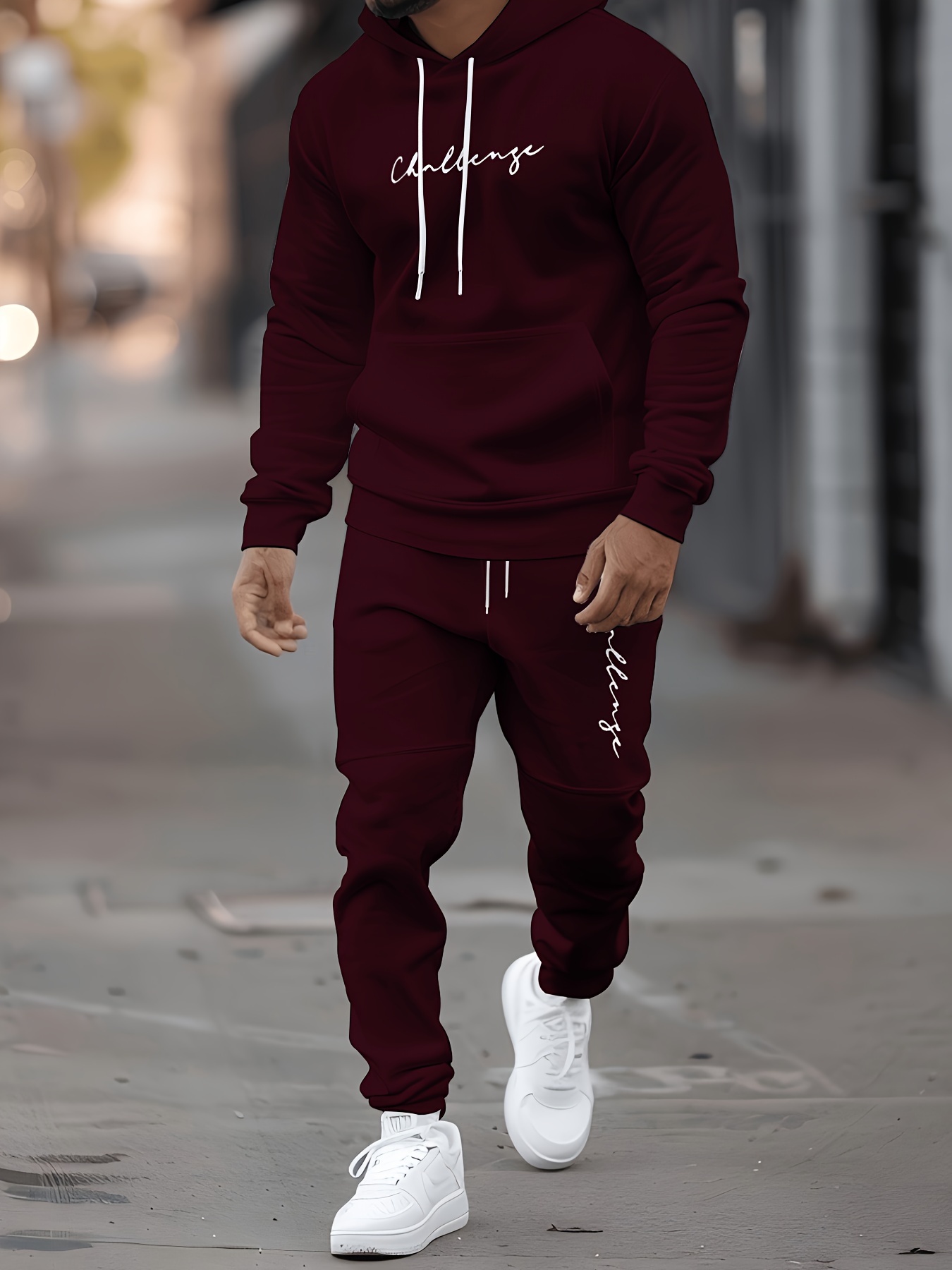 メンズフード付きスウェットシャツ+ジョギングパンツセット - - Winter Clothing Affordable のレビューと価格