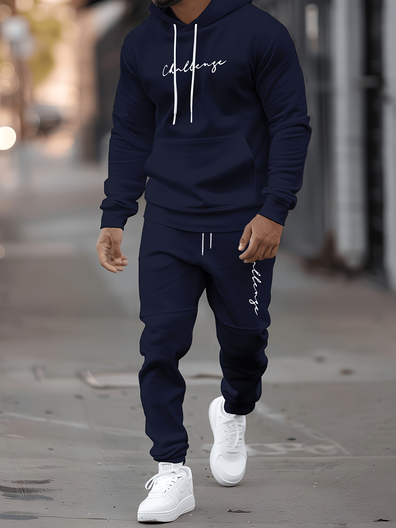 メンズフード付きスウェットシャツ+ジョギングパンツセット - - Winter Clothing Affordable のレビューと価格