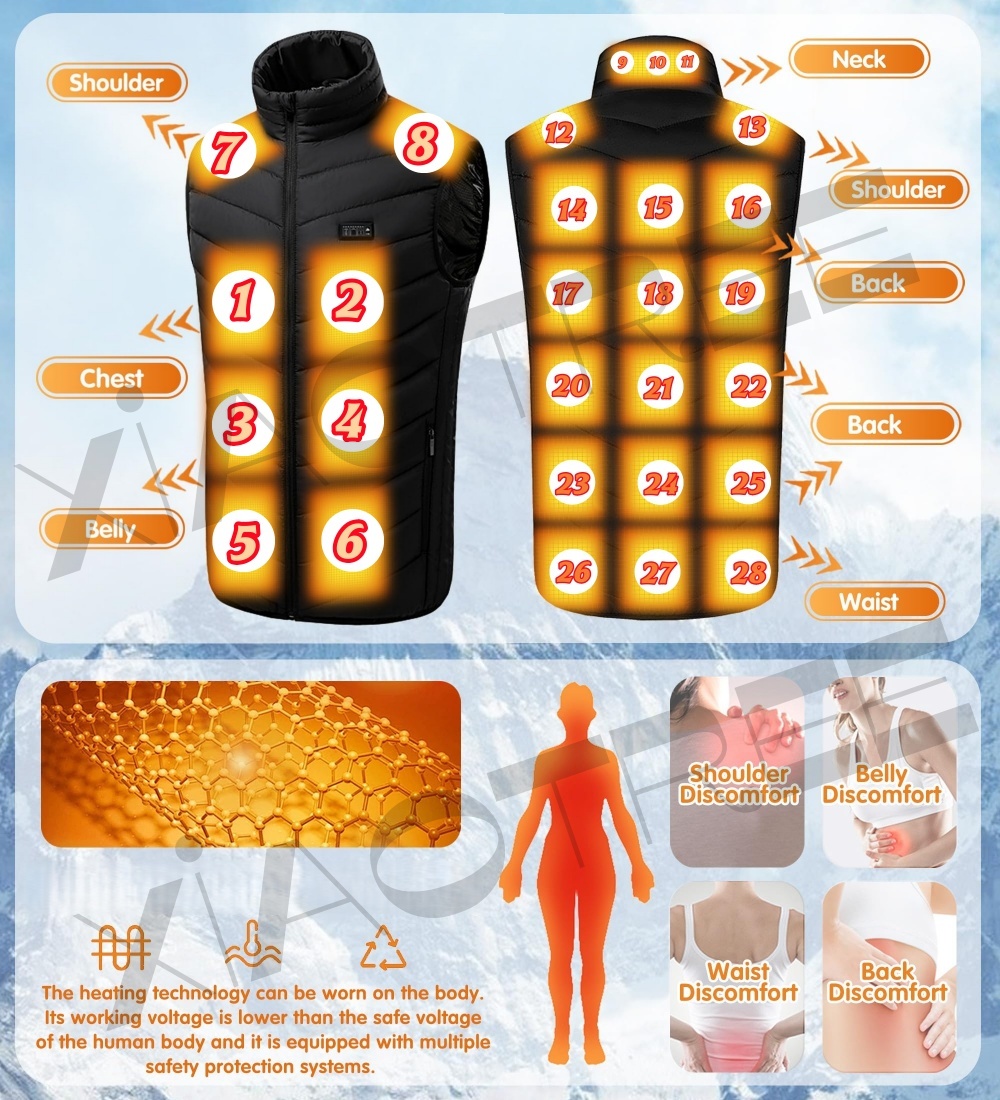 28/9エリア加熱ベスト メンズ レディース 電熱ジャケット - Winter Clothing Uae のレビューと価格