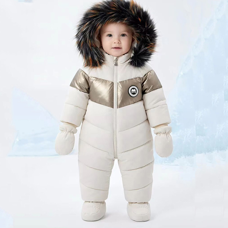 冬新生児ロンパース手袋付き暖かい厚みのある女の赤ちゃん服フー - Winter Clothing For Babies のレビューと価格