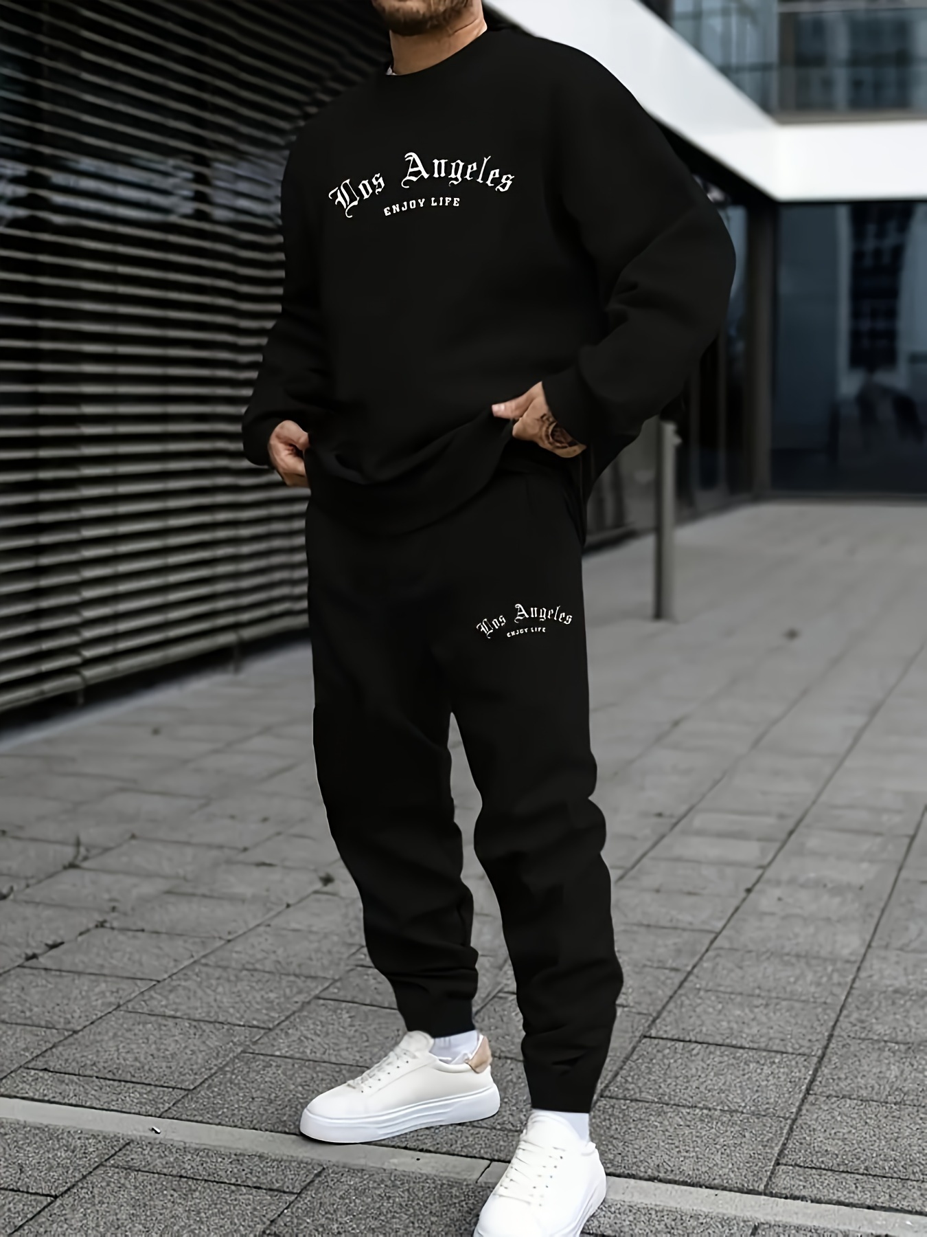 メンズスポーツセット：快適な長袖ラウンドネックシャツとジョギ - Winter Clothing Affordable のレビューと価格