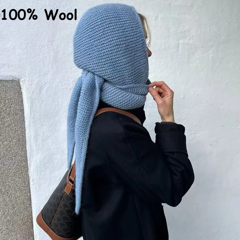 100%ウール ビッグソフィースカーフ オーバーサイズフード - Wool Balaclava Knit のレビューと価格