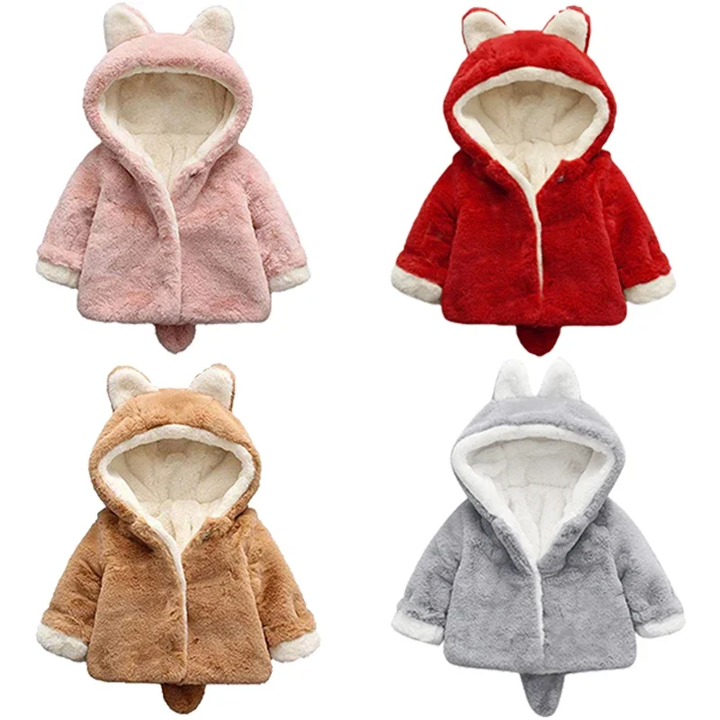 かわいい猫の耳が付いたベビージャケット,小さな女の子のための - Winter Clothing For Babies のレビューと価格