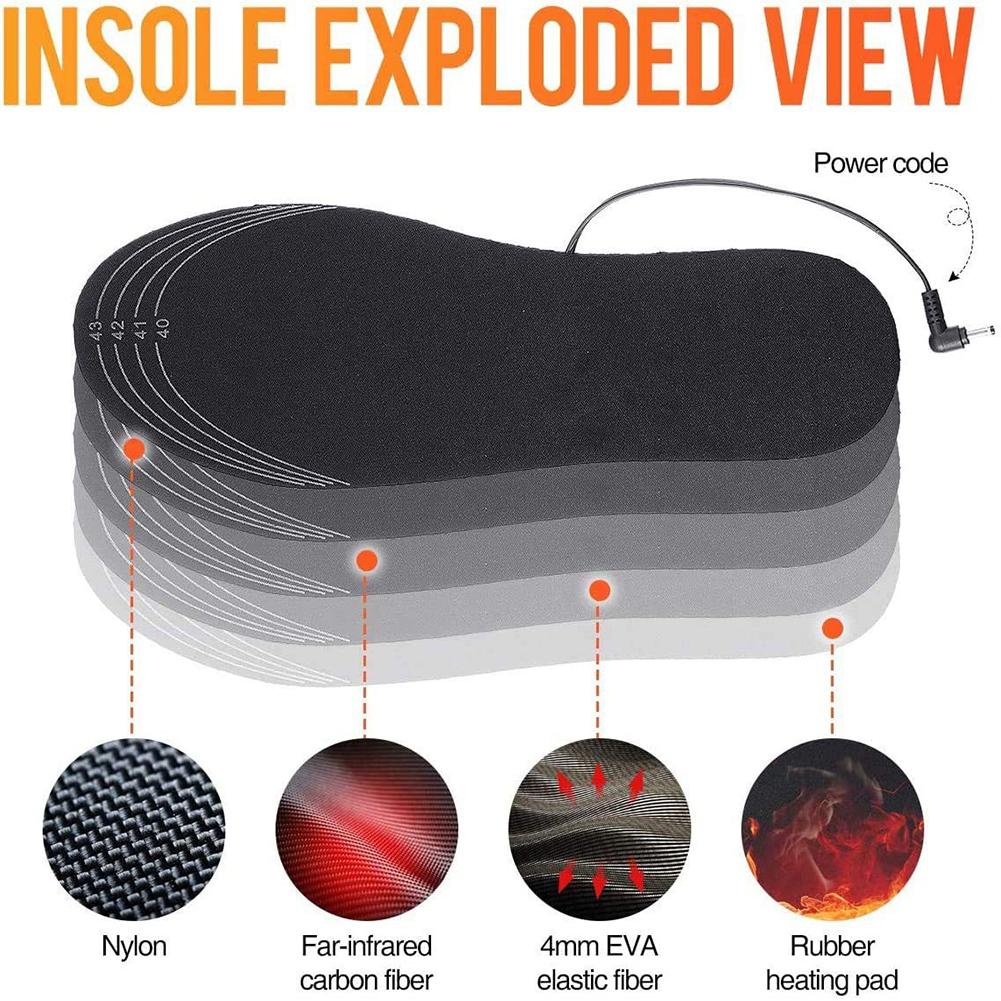 USB 充電式加熱インソールサイズユニセックス 35-46  - Heated Insole Rechargeable のレビューと価格