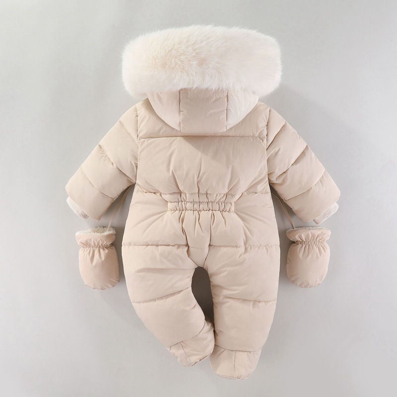 生まれたばかりの赤ちゃんのためのフード付きロンパース,厚いベ - Winter Clothing For Babies のレビューと価格