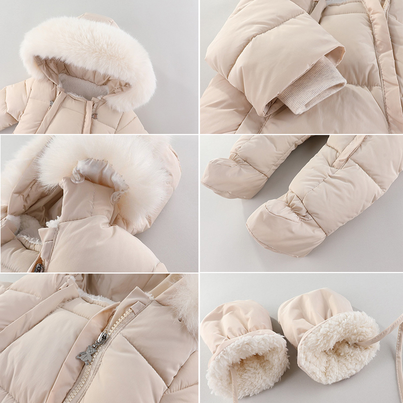 生まれたばかりの赤ちゃんのためのフード付きロンパース,厚いベ - Winter Clothing For Babies のレビューと価格