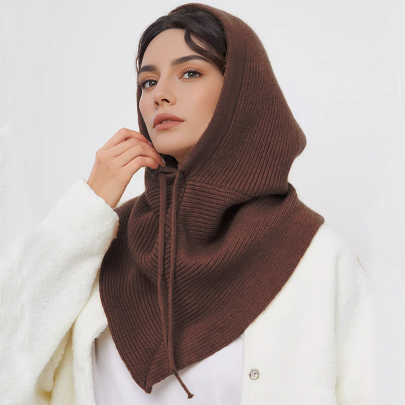 冬のバラクラバ帽子スカーフ女性用ニットフード付きキャップ屋外 - Wool Balaclava Knit のレビューと価格