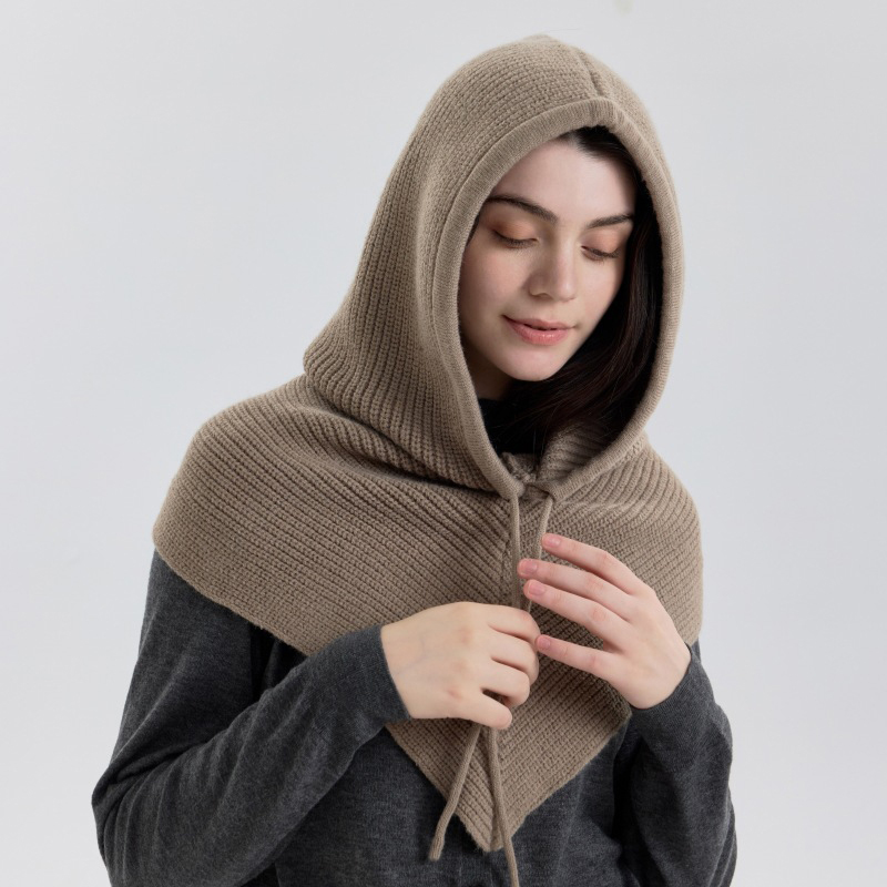 冬のバラクラバ帽子スカーフ女性用ニットフード付きキャップ屋外 - Wool Balaclava Knit のレビューと価格
