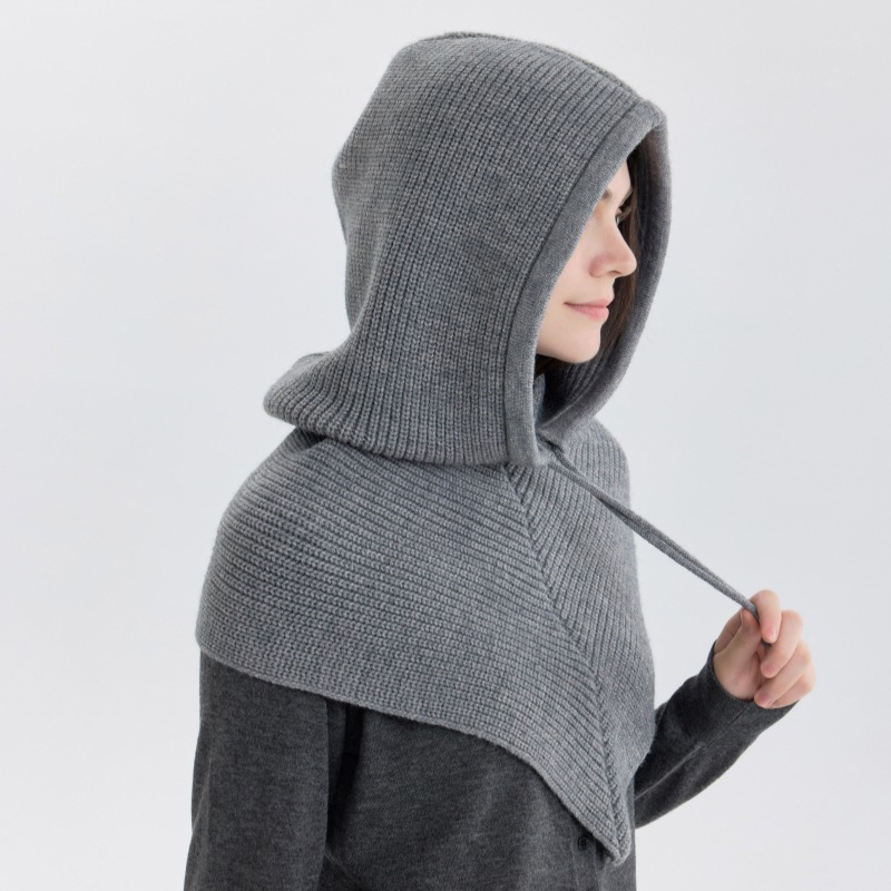 冬のバラクラバ帽子スカーフ女性用ニットフード付きキャップ屋外 - Wool Balaclava Knit のレビューと価格