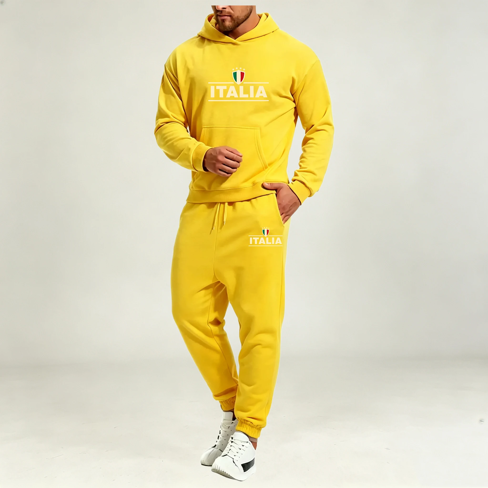 メンズセットアップ プルオーバーフーディー 2ピース 秋冬  - Warm Winter Clothing のレビューと価格